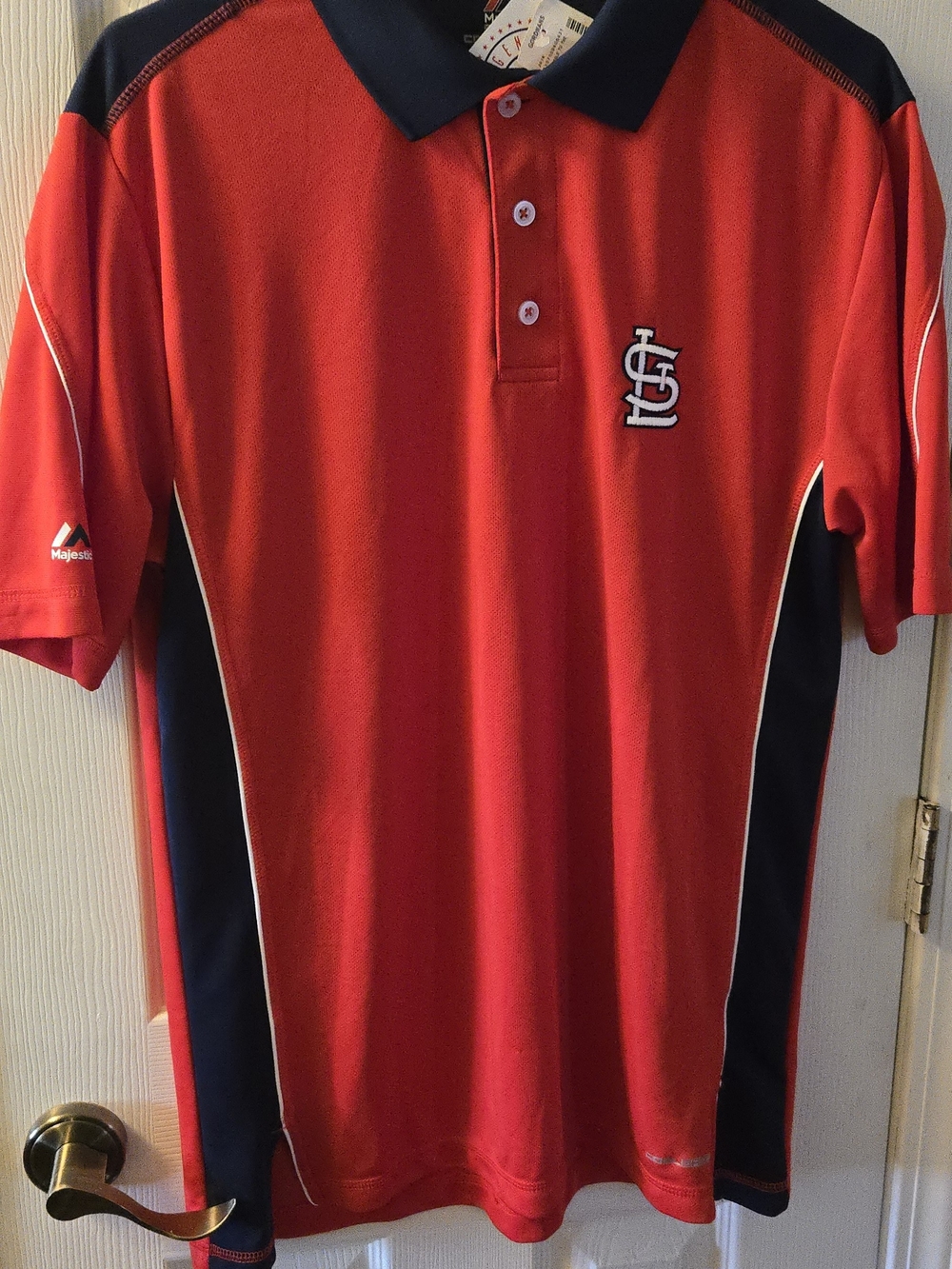 Majestic Red and Navy St. Louis Logo Polo